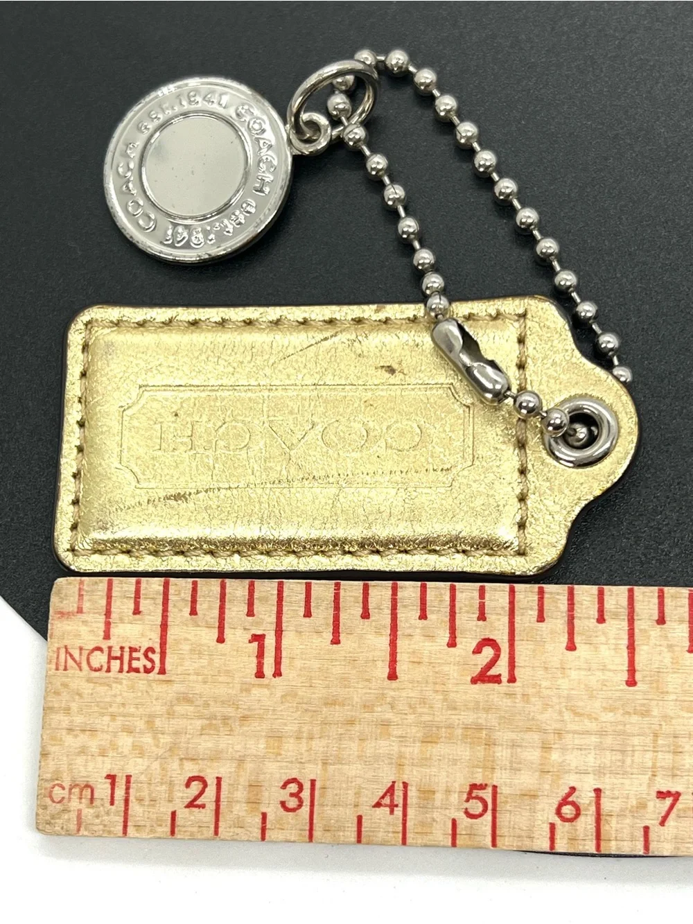 Coach Y2K Metallic Gold Leather Replacement Hang Tag Est 1941 Bag Charm